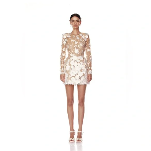 chinese dress ladies Liza Mini Lace Dress in White